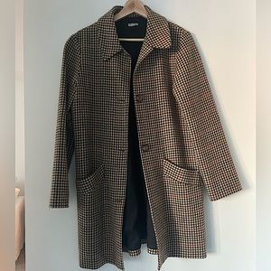 Reformation Tweed Plaid Wool Overcoat